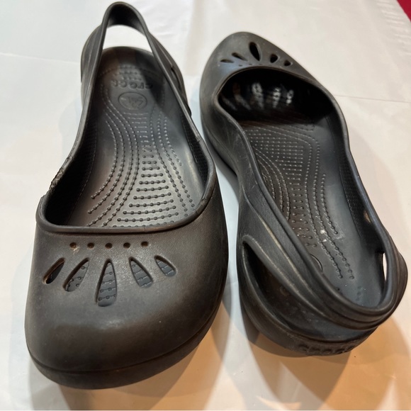 Crocs black ballet kadee flats SIZE 10 Slip On dressy Cutouts Comfortable Womens - Picture 10 of 11
